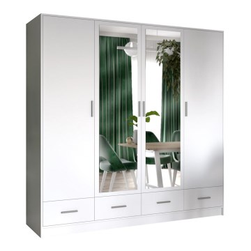 Šatní skriňa so zrkadlom SANNA 200x215 cm biela