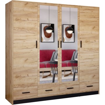 Šatní skriňa so zrkadlom SANNA 200x215 cm dub craft