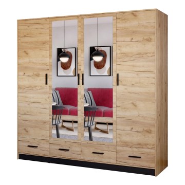 Šatní skriňa so zrkadlom SANNA 200x215 cm dub craft