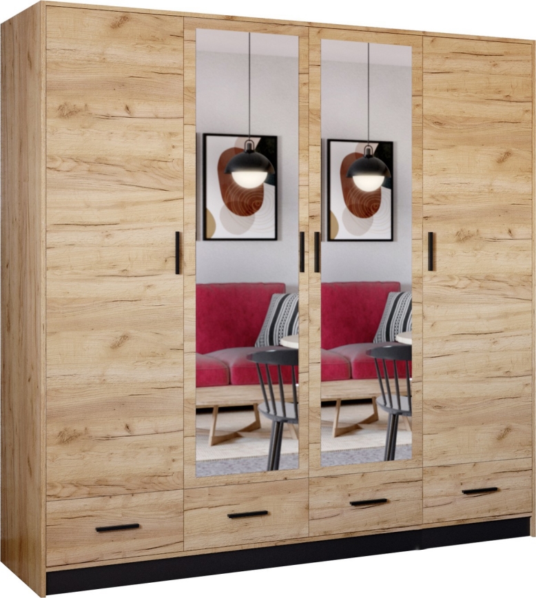Šatní skriňa so zrkadlom SANNA 200x215 cm dub craft