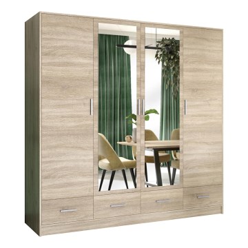Šatní skriňa so zrkadlom SANNA 200x215 cm dub sonoma
