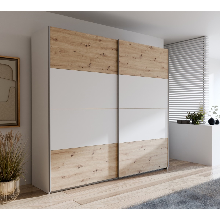 Šatníková skriňa KARO 220x210 cm biela/dub artisan