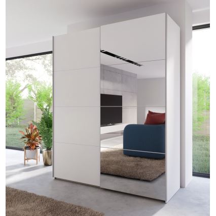 Šatníková skriňa KARO s zrkadlom 170x210 cm biela