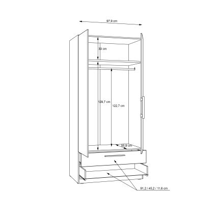 Šatníková skriňa MARO 100x213 cm dub artisan