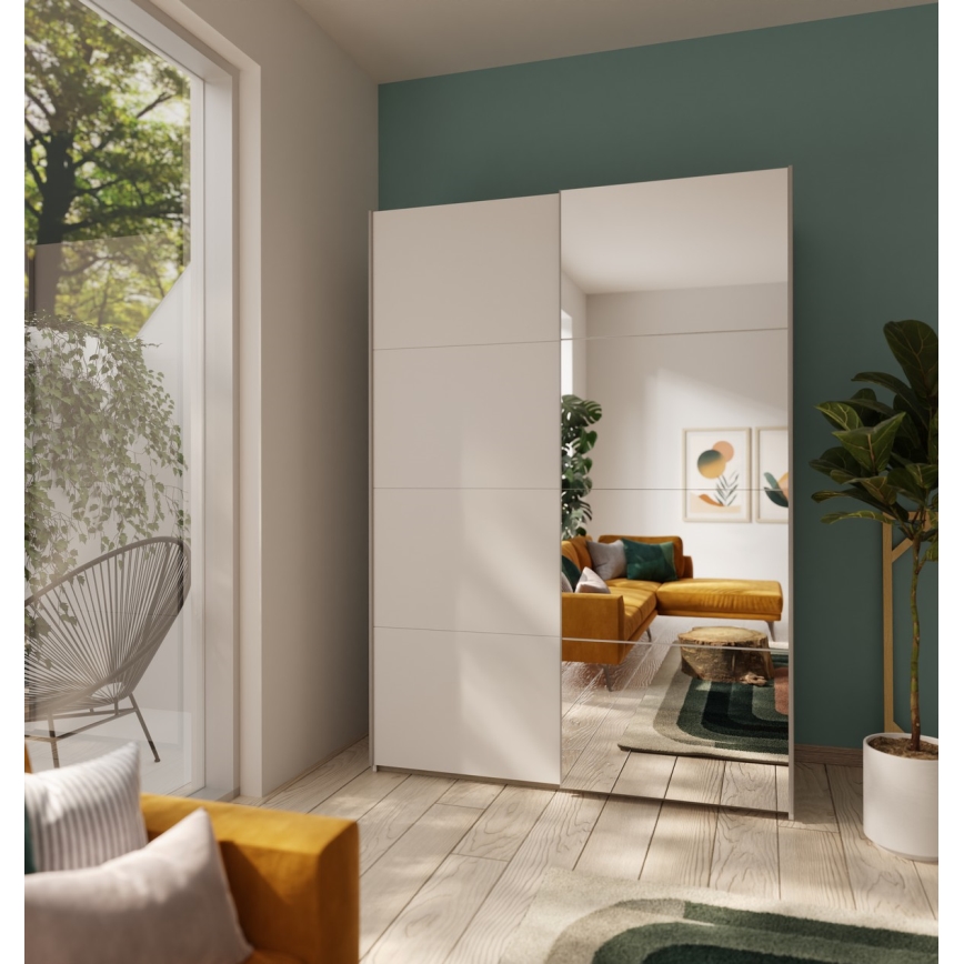 Šatníková skriňa so zrkadlom KARO 150x210 cm biela