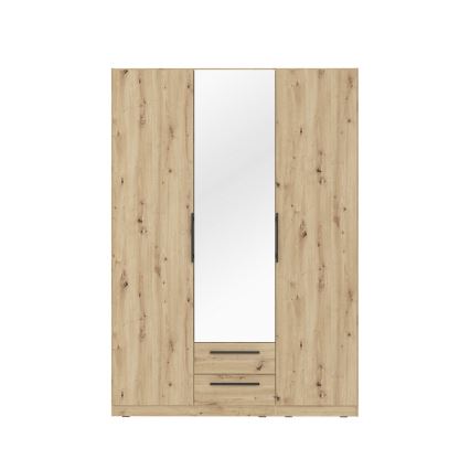 Šatníková skriňa so zrkadlom MARO 150x213 cm dub artisan