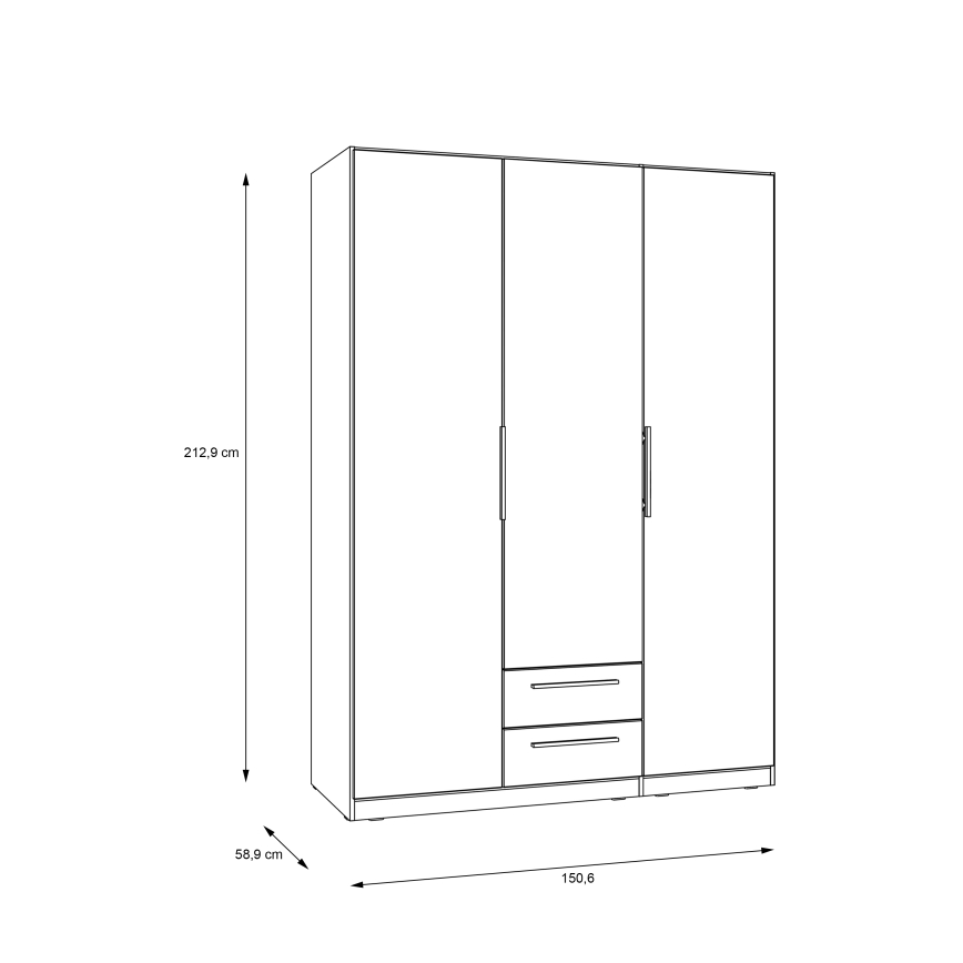 Šatníková skriňa so zrkadlom MARO 150x213 cm dub artisan