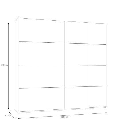Šatníková skriňa so zrkadlom ODEN 220x210 cm béžová