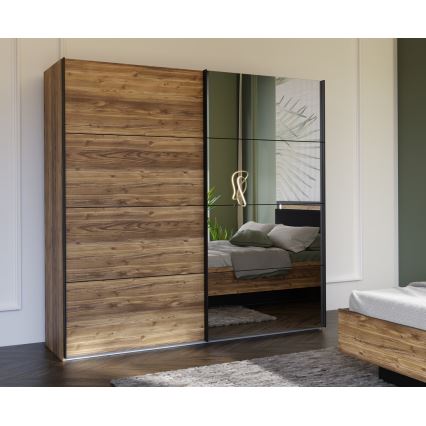 Šatníková skriňa so zrkadlom OREN 220x210 cm dub artisan
