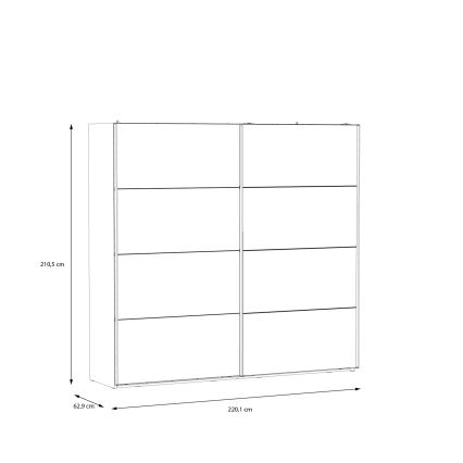 Šatníková skriňa so zrkadlom OREN 220x210 cm dub artisan
