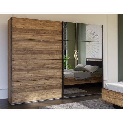 Šatníková skriňa so zrkadlom OREN 270x210 cm dub artisan