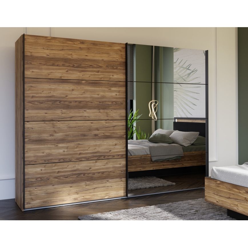 Šatníková skriňa so zrkadlom OREN 270x210 cm dub artisan