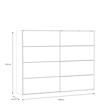 Šatníková skriňa so zrkadlom OREN 270x210 cm dub artisan
