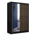 Šatníková skriňa so zrkadlom SANTINO 150x215 cm čierna/dub craft