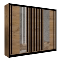 Šatníková skriňa so zrkadlom SANTINO 250x215 cm dub craft/čierna