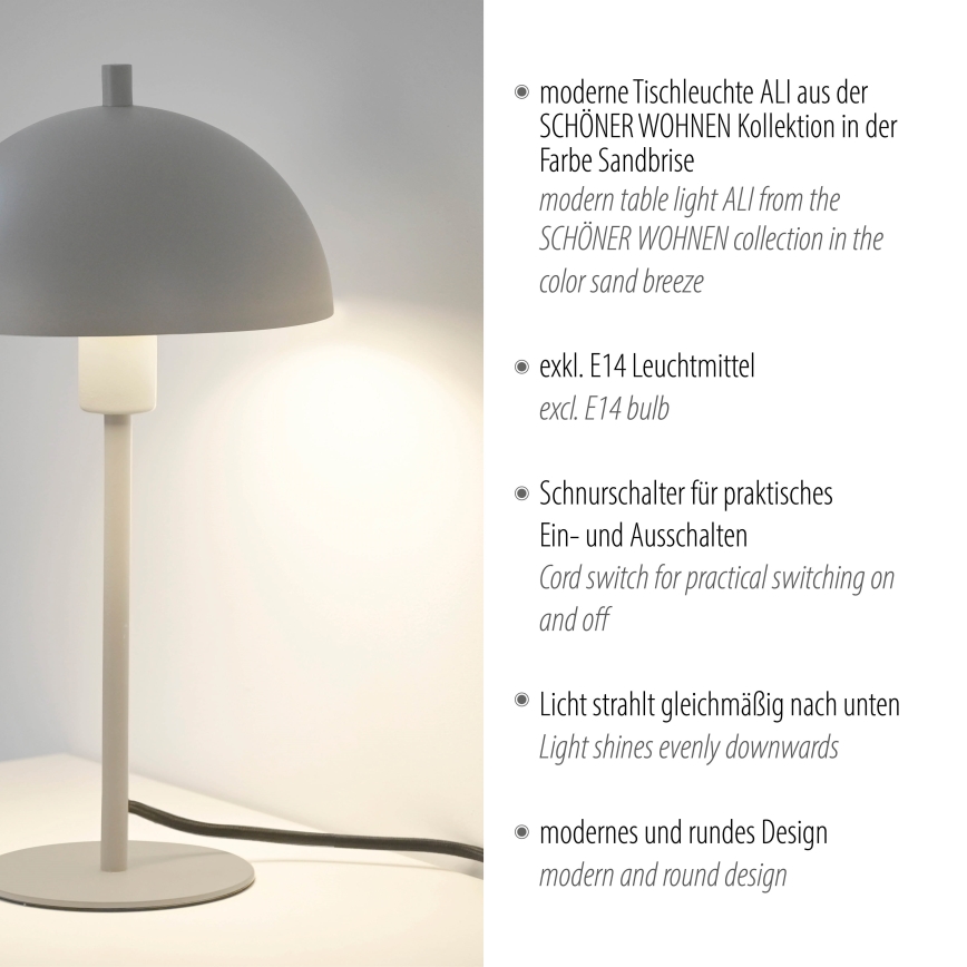 Schöner Wohnen 11726-39 - Stolná lampa ALI 1xE14/15W/230V sivá