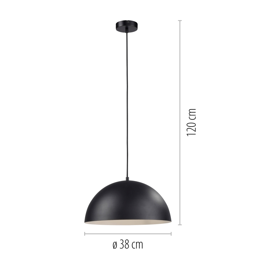 Schöner Wohnen 11728-18 - Závesný luster ALI na lanku, 1xE27/25W/230V, priemer 38 cm, čierny