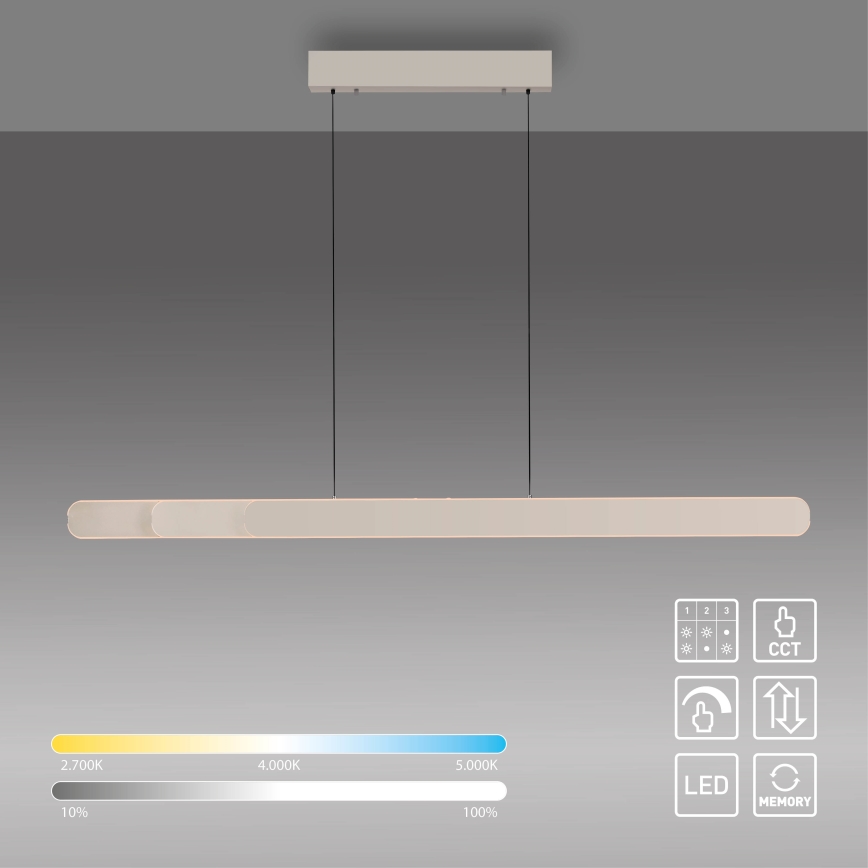 Schöner Wohnen 12577-39 - Stmievateľný LED luster na lanku ADRIANA ROUND 2xLED/24W/230V 2700/3000/3500/4000/5000K 160 cm sivá