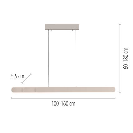 Schöner Wohnen 12577-39 - Stmievateľný LED luster na lanku ADRIANA ROUND 2xLED/24W/230V 2700/3000/3500/4000/5000K 160 cm sivá