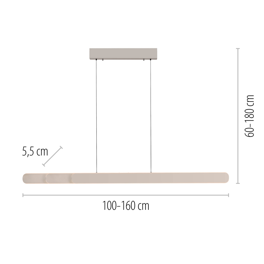 Schöner Wohnen 12577-39 - Stmievateľný LED luster na lanku ADRIANA ROUND 2xLED/24W/230V 2700/3000/3500/4000/5000K 160 cm sivá