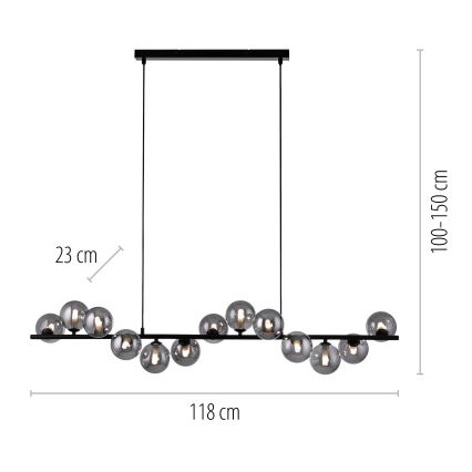 Schöner Wohnen 14504-18 - LED luster na lane DUBAI 13xG9/3W/230V čierna/dymová