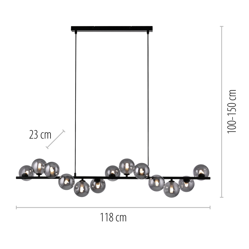 Schöner Wohnen 14504-18 - LED luster na lane DUBAI 13xG9/3W/230V 118 m čierna/dymová