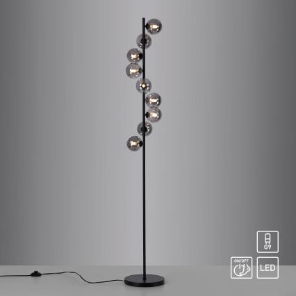 Schöner Wohnen 14506-18 - LED stojacia lampa DUBAI 9xG9/3W/230V čierna/dymová