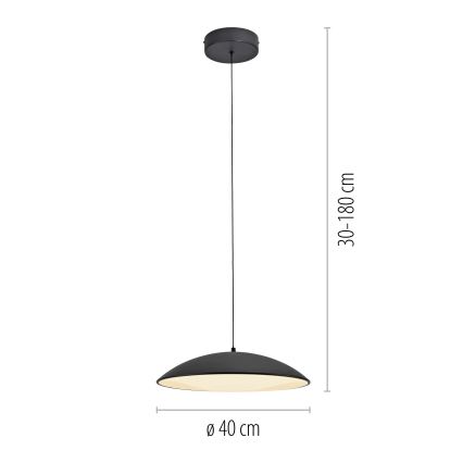 Schöner Wohnen 14606-18 - stmievateľný LED luster na lanku LENTE LED/17W/230V pr. 40 cm čierna
