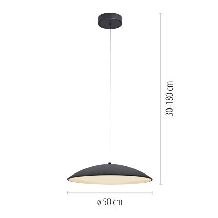 Schöner Wohnen 14607-18 - Stmievateľný LED luster na lanku LENTE LED/23W/230V pr. 50 cm čierny
