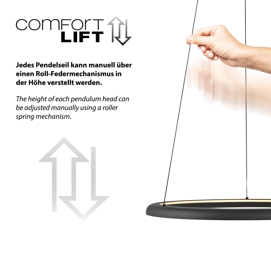 Schöner Wohnen 15570-18 - Stmievateľný LED závesný luster na lanku QUILLO LED/36W/230V priemer 60 cm čierna