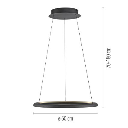 Schöner Wohnen 15570-18 - Stmievateľný LED závesný luster na lanku QUILLO LED/36W/230V priemer 60 cm čierna