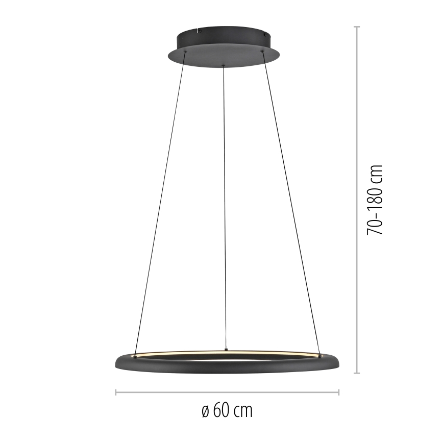 Schöner Wohnen 15570-18 - Stmievateľný LED závesný luster na lanku QUILLO LED/36W/230V priemer 60 cm čierna