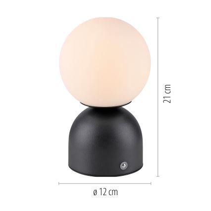 Schöner Wohnen 19218-18 - LED stmievateľná dotyková nabíjateľná stolová lampa RUDI LED/1,2W/5V 3000-6000K 1200 mAh čierna