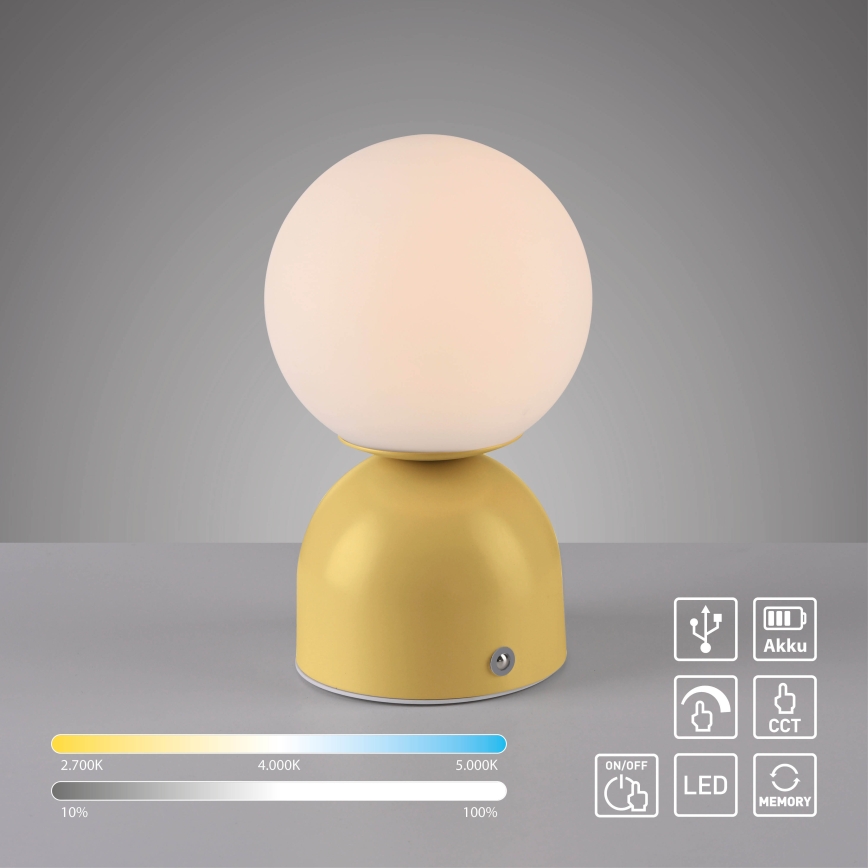 Schöner Wohnen 19218-81 - LED stmievateľná dotyková nabíjacia stolná lampa RUDI LED/1,2W/5V 3000-6000K 1200 mAh žltá