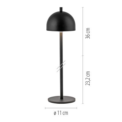 Schöner Wohnen 19244-18 - LED stmievateľná dotyková nabíjateľná vonkajšia stolová lampa BELLIS LED/2,5W/5V 2600 mAh IP54 čierna