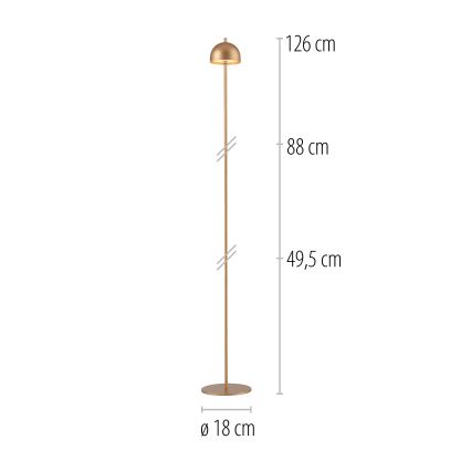 Schöner Wohnen 19245-12 - LED stmievateľná dotyková nabíjateľná vonkajšia stojaca lampa BELLIS LED/2,5W/5V 2600 mAh IP54 zlatá