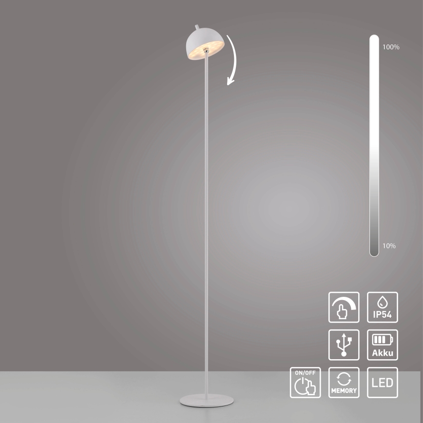 Schöner Wohnen 19245-16 - LED stmievateľná dotyková nabíjacia vonkajšia stojaca lampa BELLIS LED/2,5W/5V 2600 mAh IP54 biela
