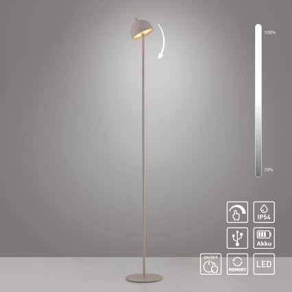 Schöner Wohnen 19245-39 - LED stmievateľná dotyková dobíjateľná vonkajšia stojaca lampa BELLIS LED/2,5W/5V 2600 mAh IP54 sivá