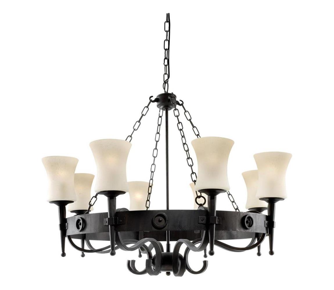 Searchlight 0818-8BK - Luster na reťazi CARTWHEEL 8xE27/60W/230V čierny 0818-8BK