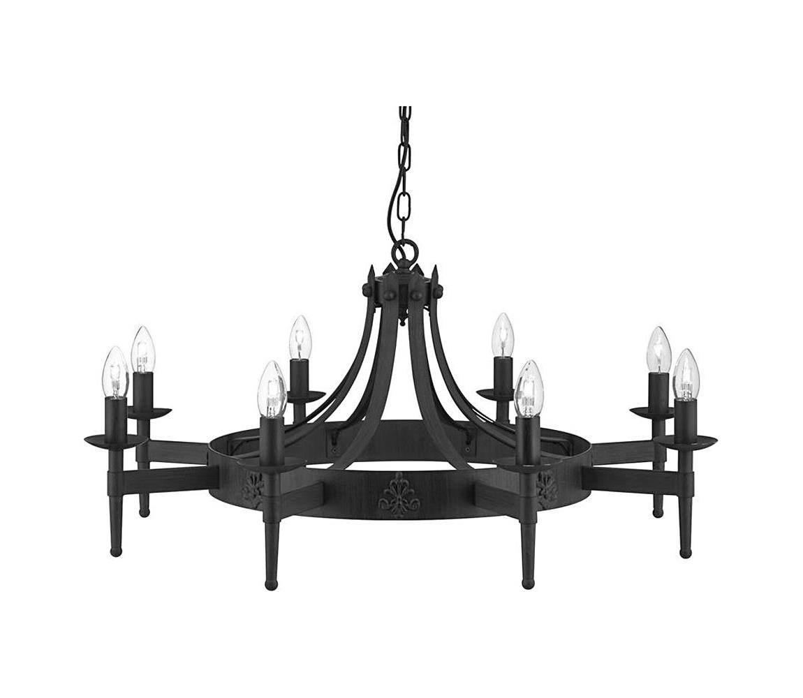 Searchlight 2428-8BK - Závesný luster CARTWHEEL na reťazi 8xE14/60W/230V, čierny 2428-8BK