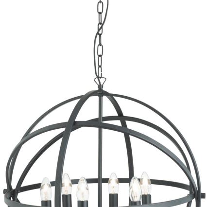 Searchlight - Luster na reťazi ORBIT 6xE14/60W/230V čierna