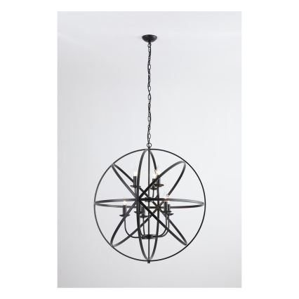 Searchlight - Luster na reťazi ORBIT 8xE14/60W/230V čierna