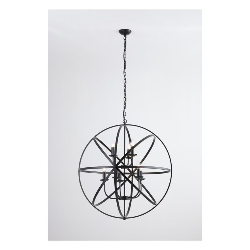 Searchlight - Luster na reťazi ORBIT 8xE14/60W/230V čierna