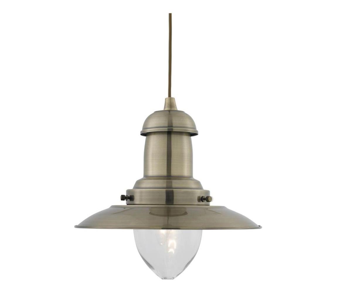 Searchlight 4301AB - Závesný luster na lanku FISHERMAN 1xE27/60W/230V mosadzný 4301AB