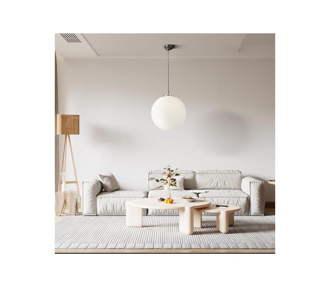 Searchlight Searchlight 6077 - Luster na lanku ATOM 1xE27/60W/230V biela/lesklý chróm