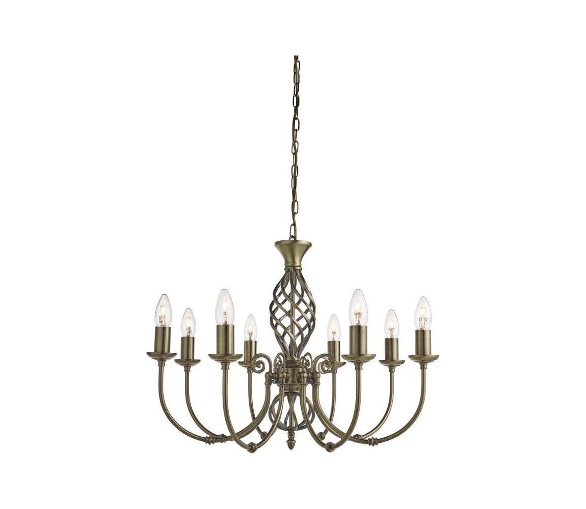 Searchlight Searchlight 8398-8 - Luster na reťazi ZANZIBAR 8xE14/60W/230V mosadz