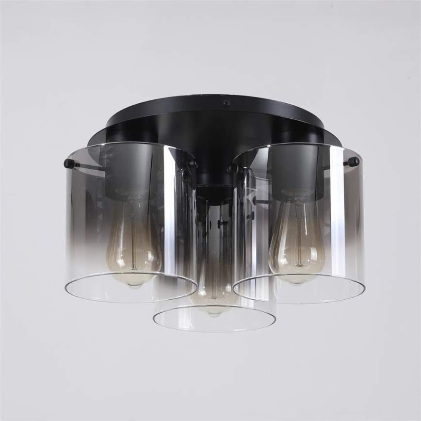 Searchlight - Stropné svietidlo SWEDEN 3xE27/60W/230V pr. 39 cm čierna/dymová