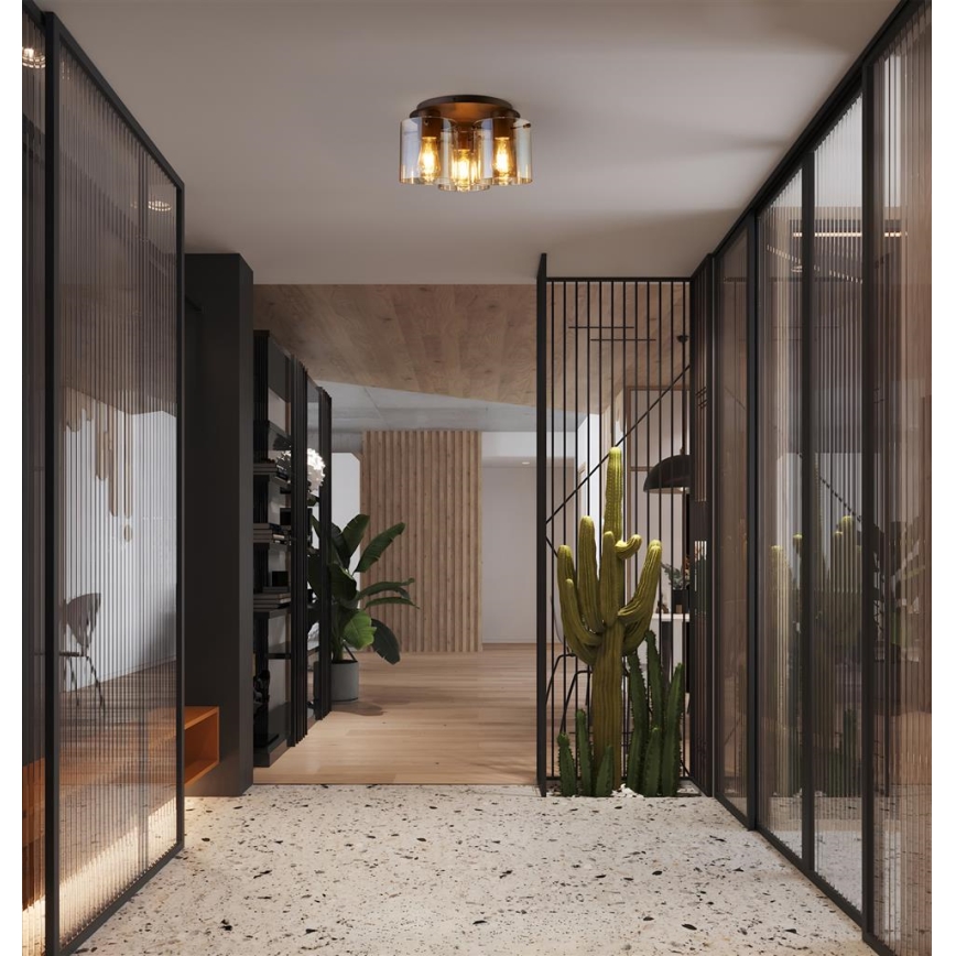 Searchlight - Stropné svietidlo SWEDEN 3xE27/60W/230V pr. 39 cm hnedá/dymová