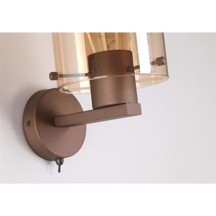 Searchlight - Nástenné svietidlo SWEDEN 1xE27/60W/230V hnedá/dymová