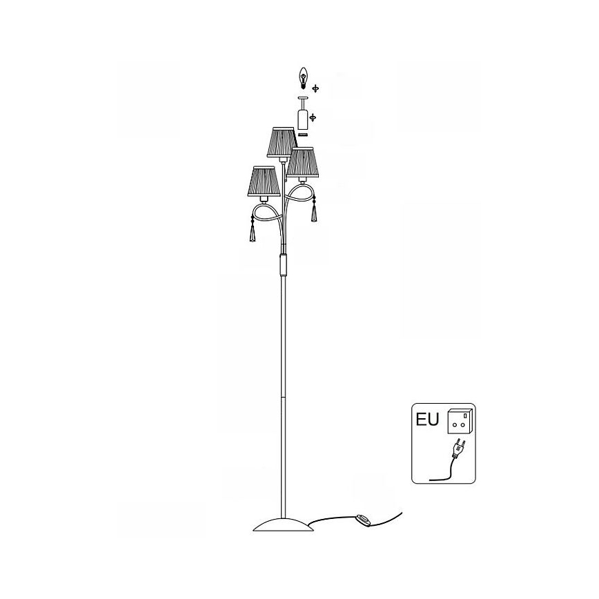 Searchlight - Stojacia lampa SIMPLICITY 3xE14/60W/230V lesklý chróm